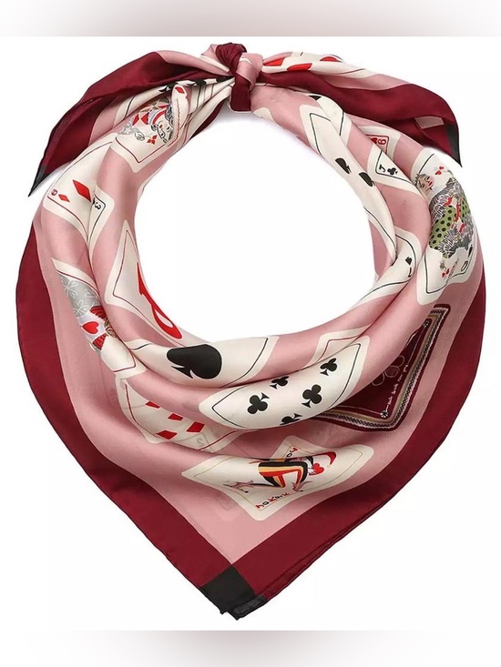 kate spade Accessories - kate spade Pink and Burgundy Playing Cards Silk Square Scarf